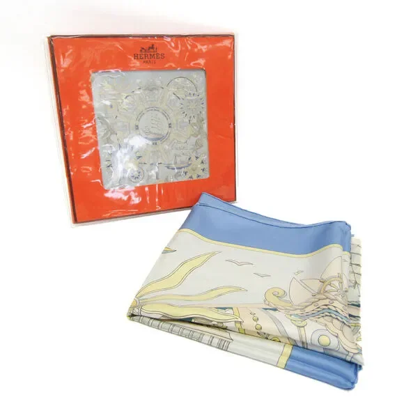 Hermes Carré 90 L Air Marin Women's #137150H29B - Picture 10 of 10